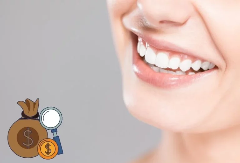Beautiful smile from young woman smiling with a bag of coin showing price